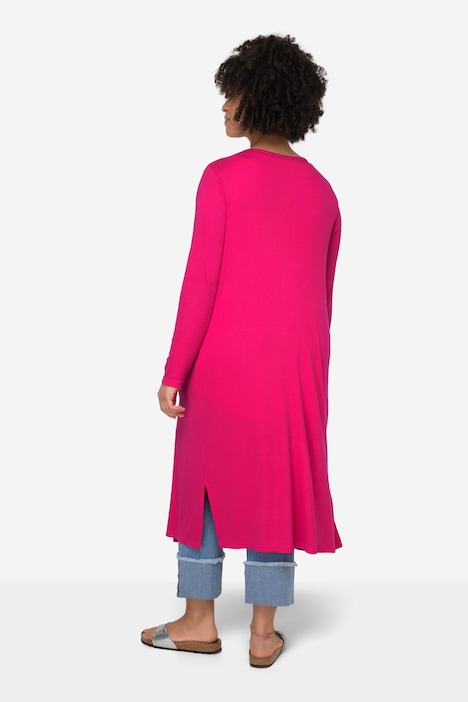 Long-Shirtjacke, gerade geschnitten, offene Jacke, Langarm
