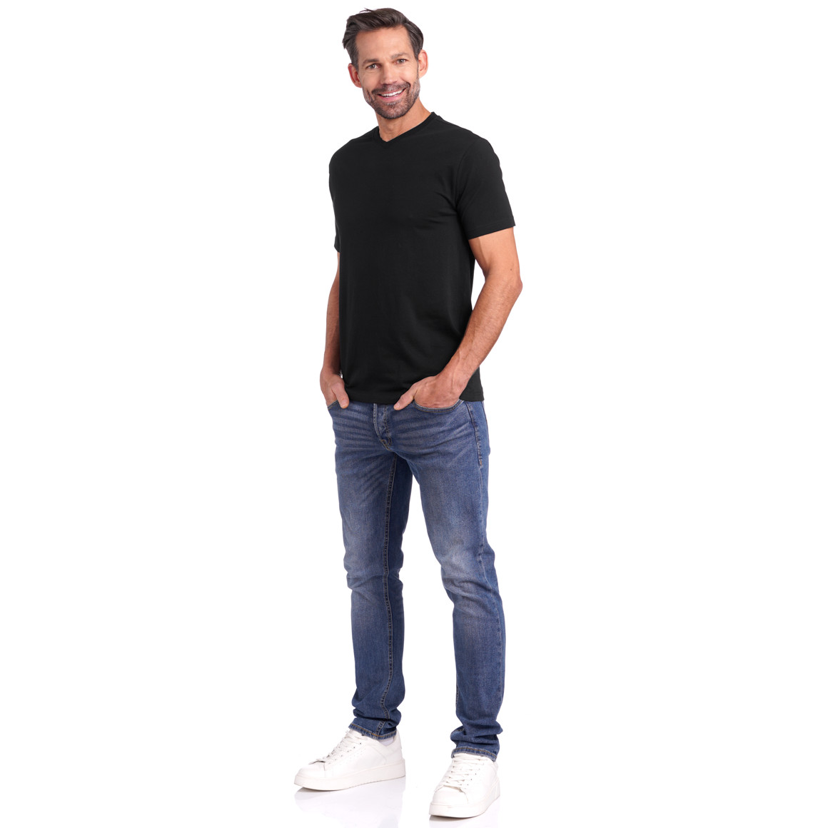 VanVaan Herren T-Shirt mit V-Ausschnitt schwarz