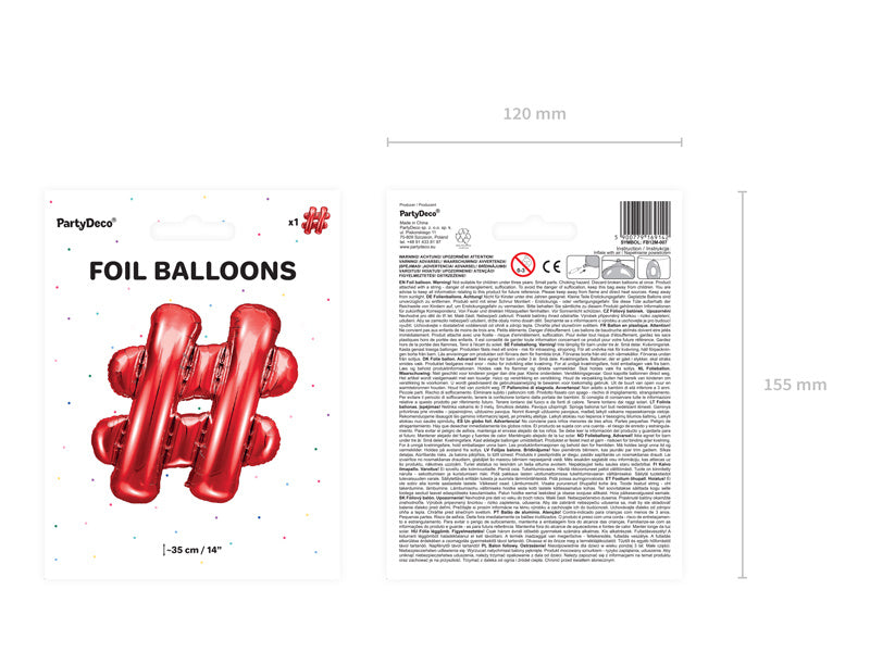 Folie Ballon Letter # Rood Leeg 35cm
