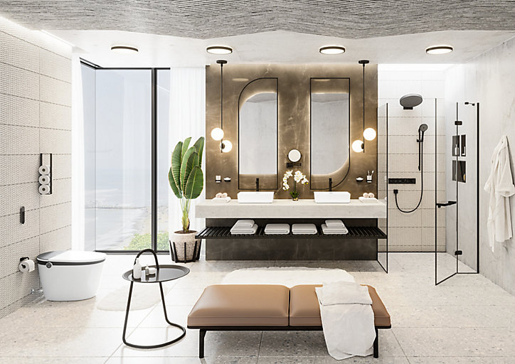 Porte rouleau papier toilette mural sans couvercle noir mat Addstoris Hansgrohe