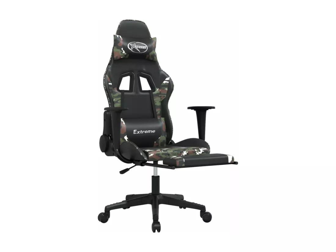 Chaise de jeu de massage repose-pied Noir camouflage Similicuir