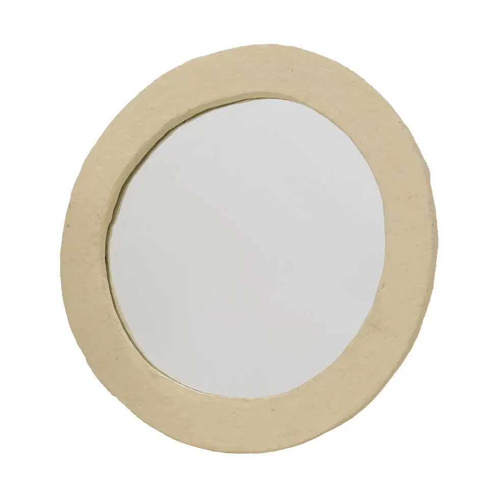Spiegel Rond - Naturel Papier-Maché - 60x4x60cm - Paige