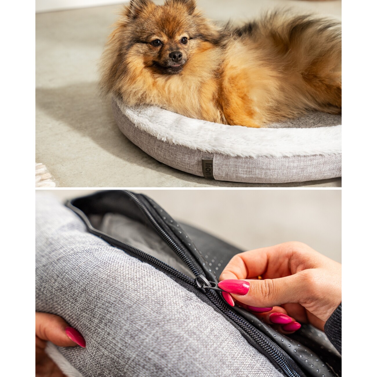 Lionto Rundes Hundebett grau S
