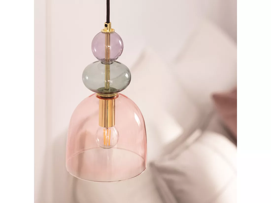 Suspension Métal et Verre Baudelaire Ambre