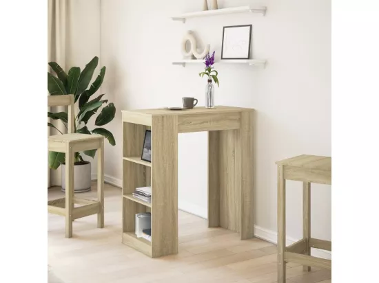 Table de bar avec étagères chêne sonoma bois d'ingénierie