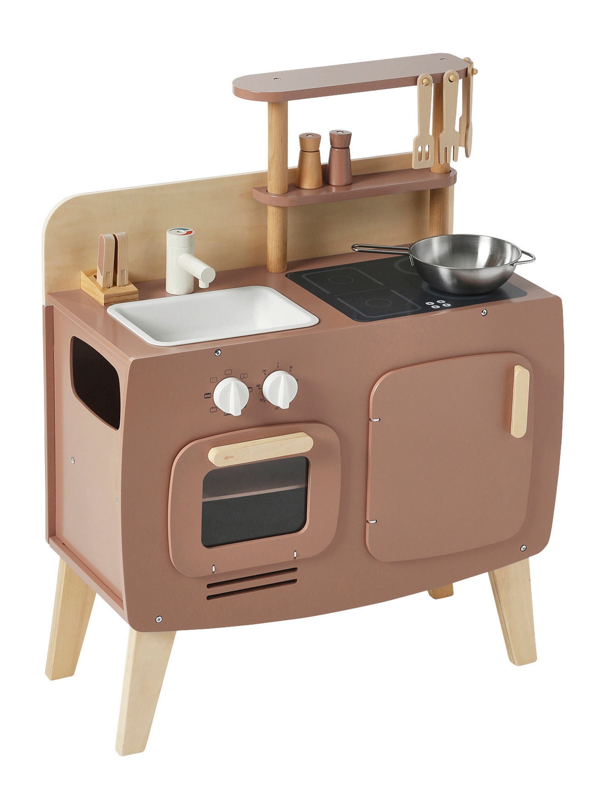 Vertbaudet Retro-Spielküche, Küche aus Holz FSC® karamel/natur mini retro