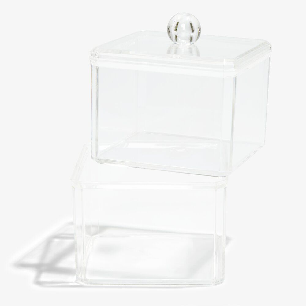 Boîte de rangement salle de bain 2 compartiments 9,3x9,3xH15,5cm
