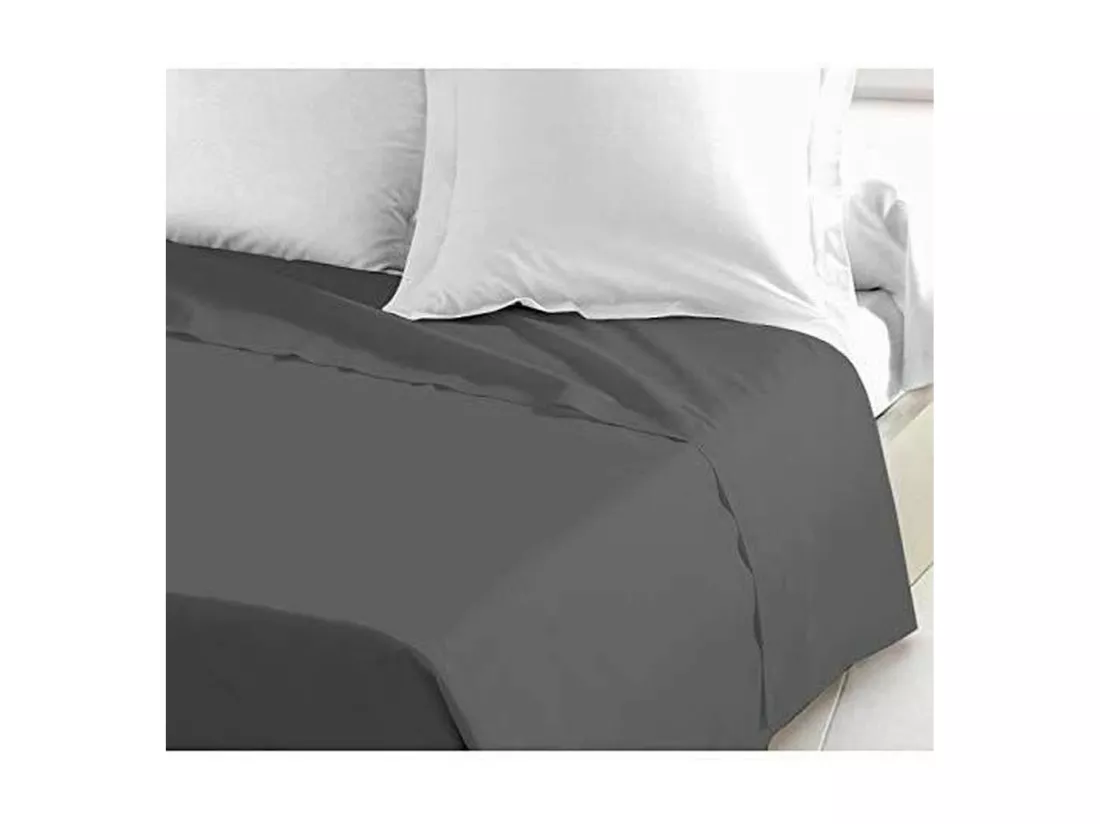 Drap Plat 100% coton 240 x 300 cm gris foncé