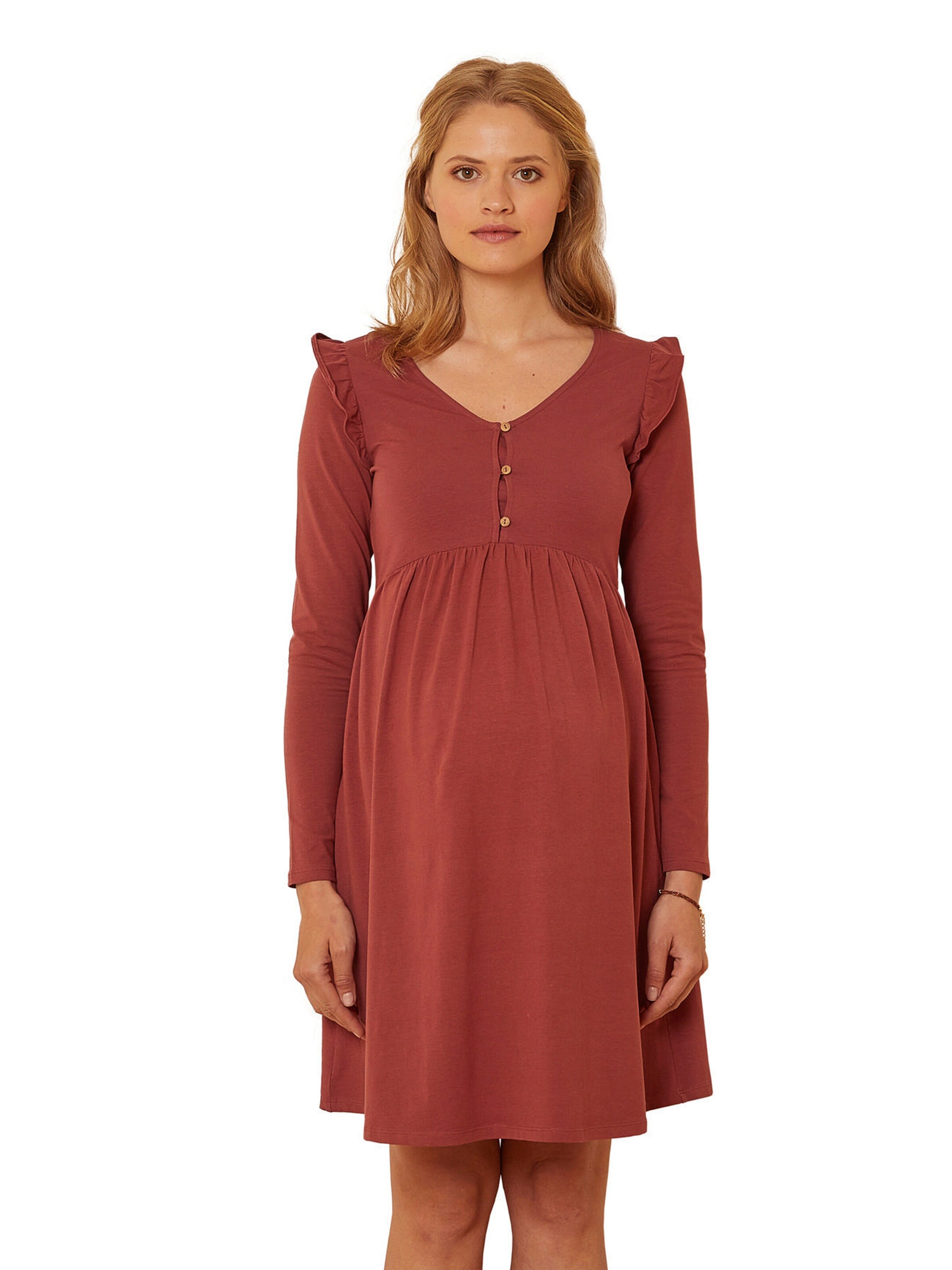 Vertbaudet Kurzes Kleid für Schwangerschaft & Stillzeit rot/bordeaux