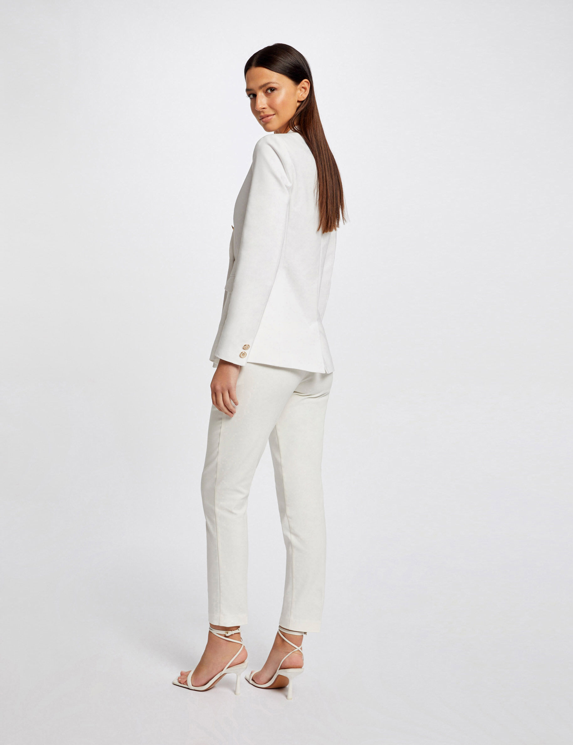 Veste cintrée avec boutons ecru femme - ecru