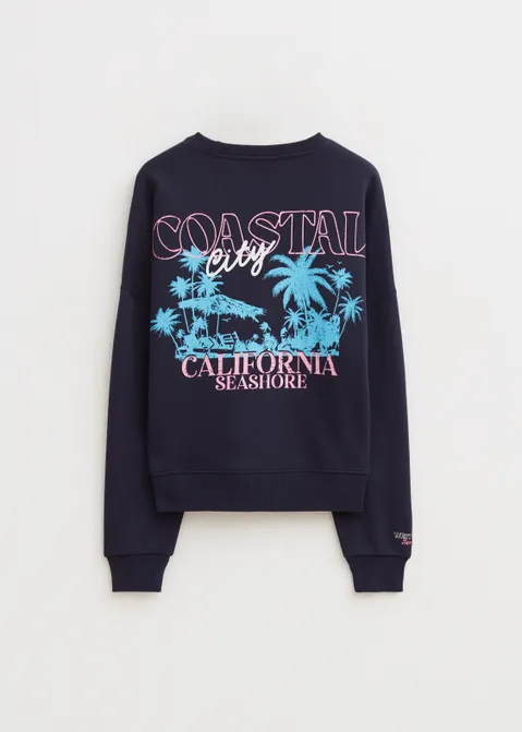 Sweater met print holiday blauw (INDIGO)
