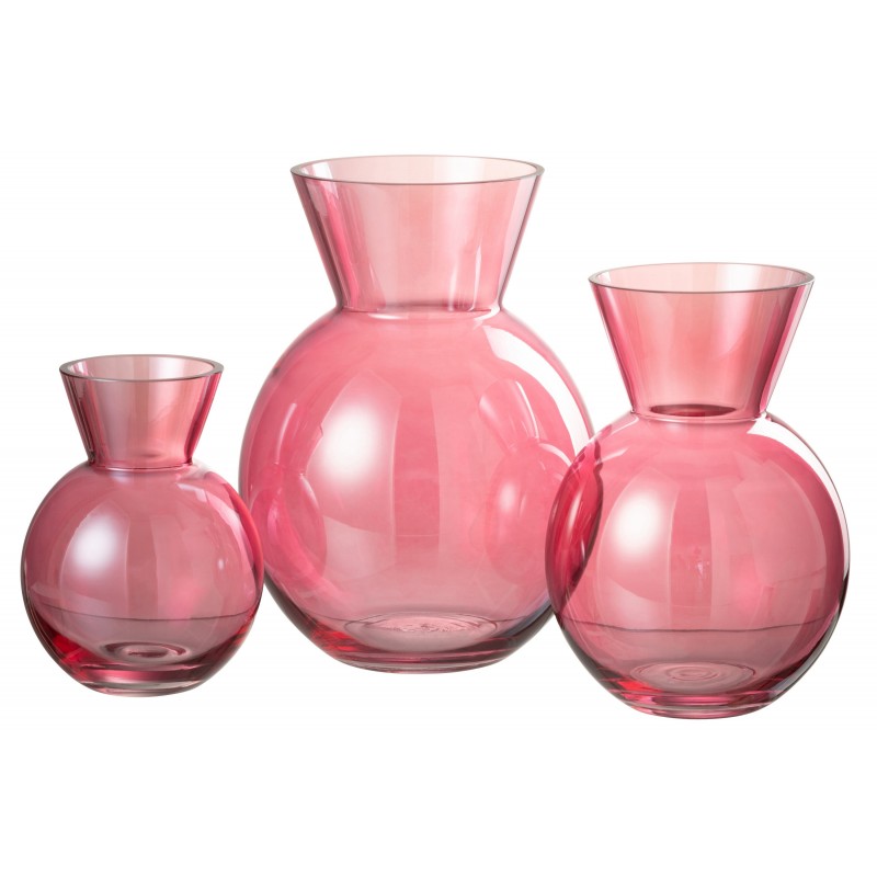 Vase boule en verre rouge 13x13x18 cm