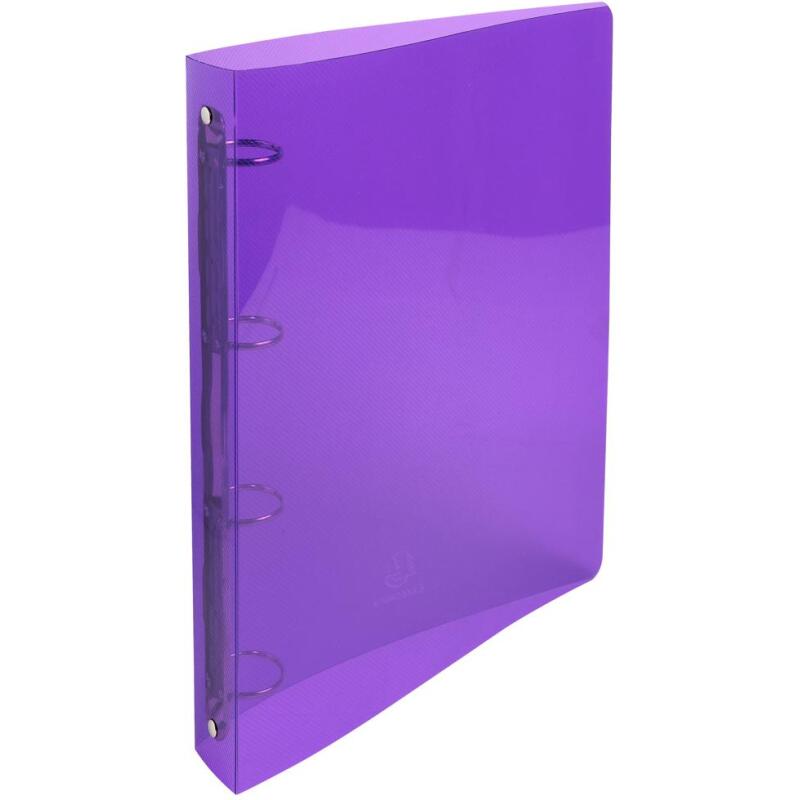 Classeur 4 anneaux plastifié Exacompta Crystal A4 maxi - Dos 3 cm couleurs assorties