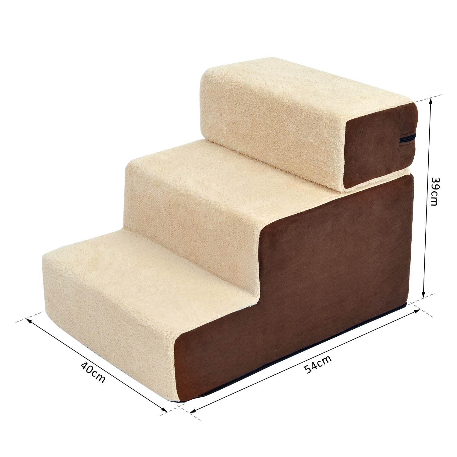 PawHut Hundetreppe mit Plüsch beige 54 x 40 x 39 cm (LxBxH)