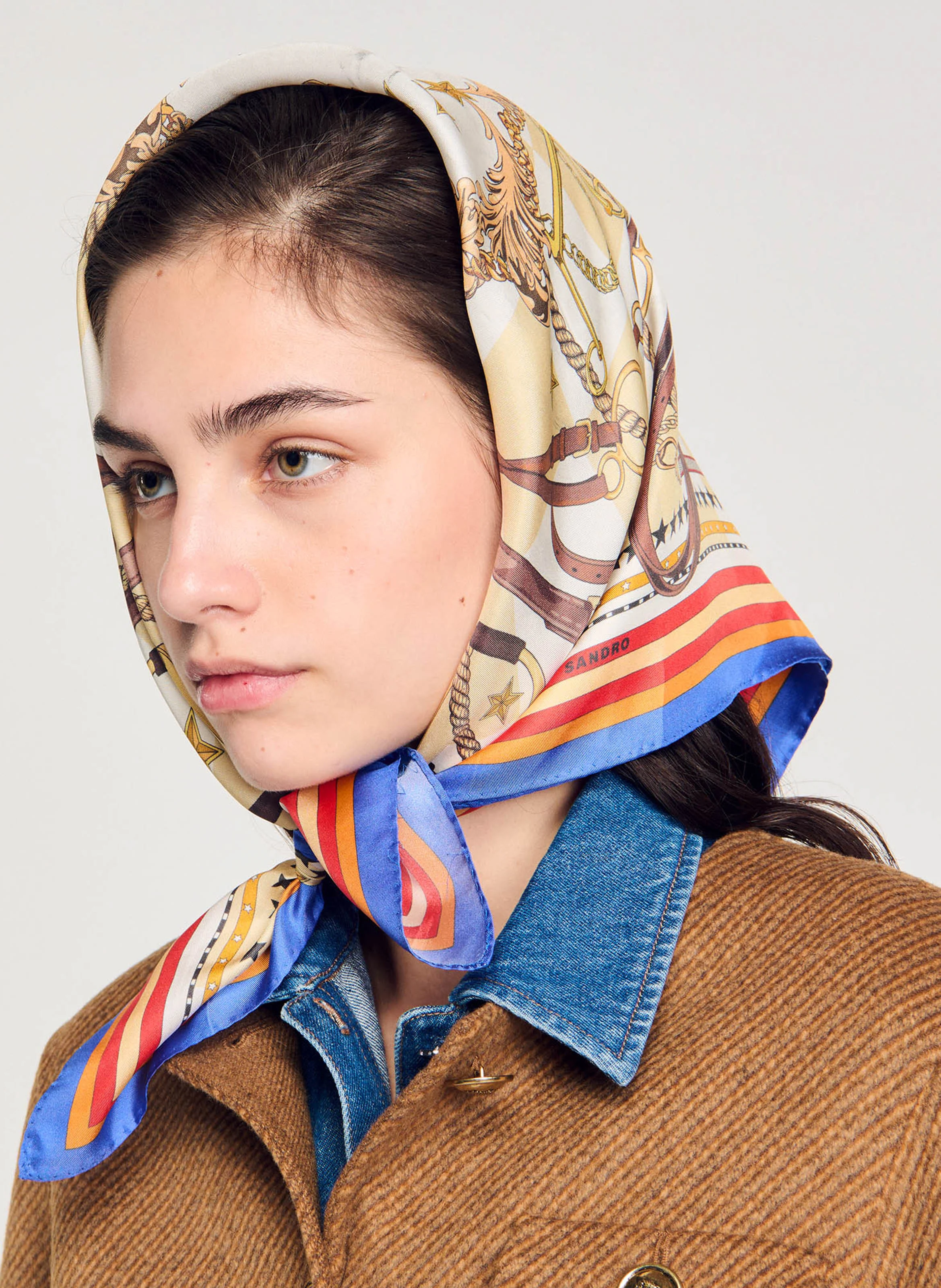 Foulard imrpimé en soie | Bleu