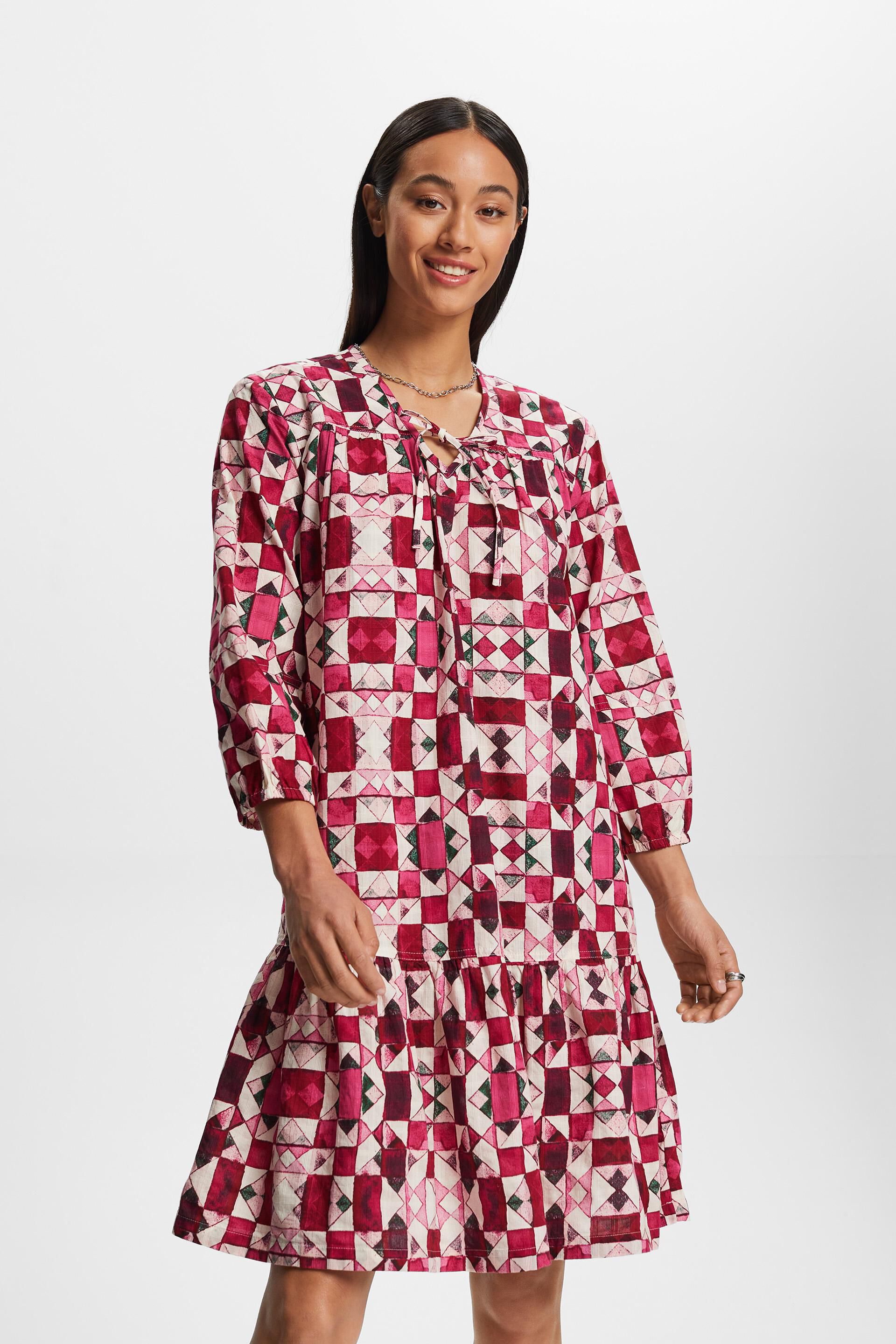 Robe droite en coton armuré