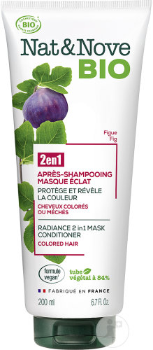 Nat&Nove Bio 2en1 Après-Shampoing Masque Éclat Cheveux Colorés Ou Méchés Tube 200ml