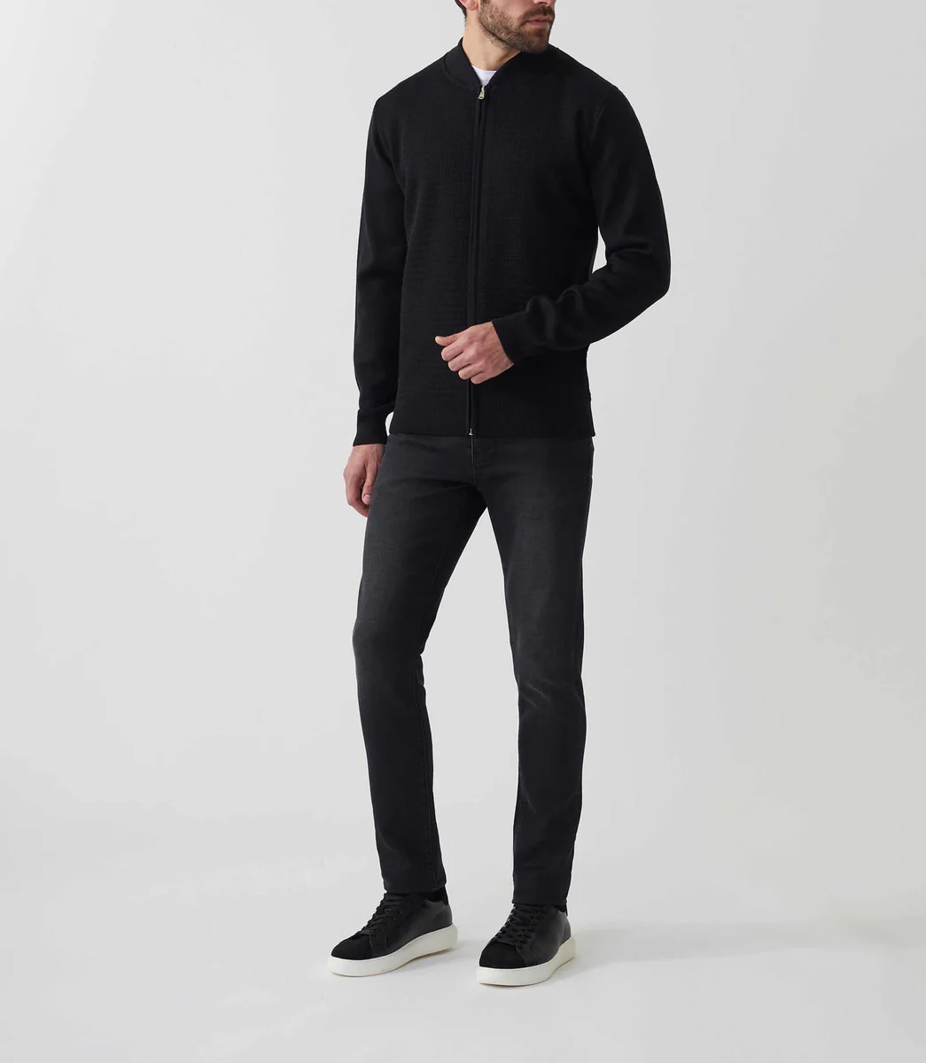 Gilet zippé col teddy laine noir 