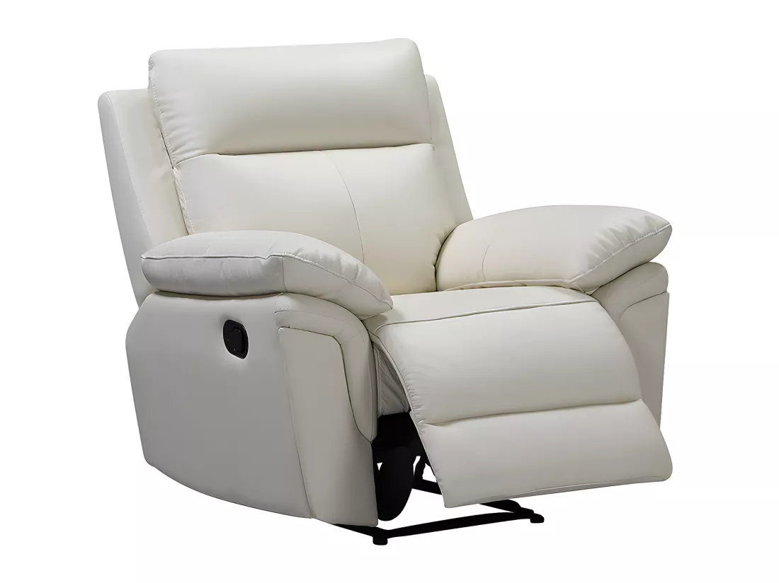 Fauteuil relax en cuir de buffle PAKITA - Ivoire