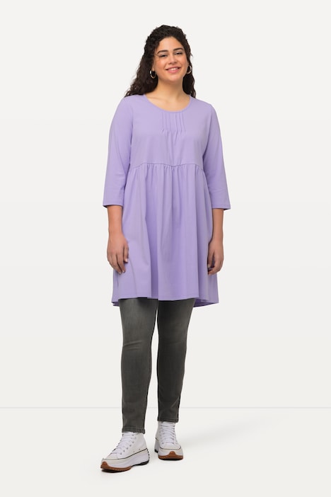 Longshirt, Biesen, A-Linie, Rundhals, 3/4-Arm
