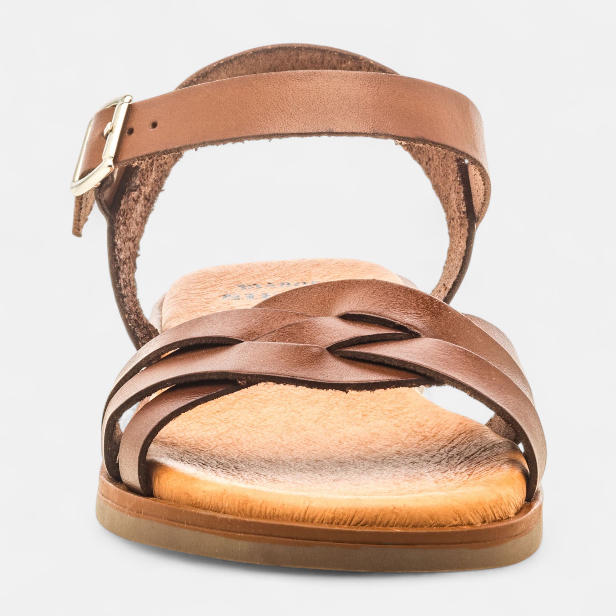Nu-pieds Femme en cuir marron