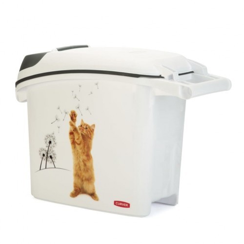 Recipiente branco para armazenar ração de gato