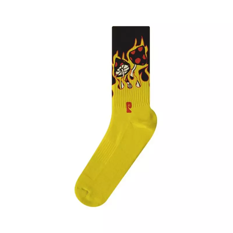 Chaussettes skate PSOCKADELIC Flaming Shrooms Jaune