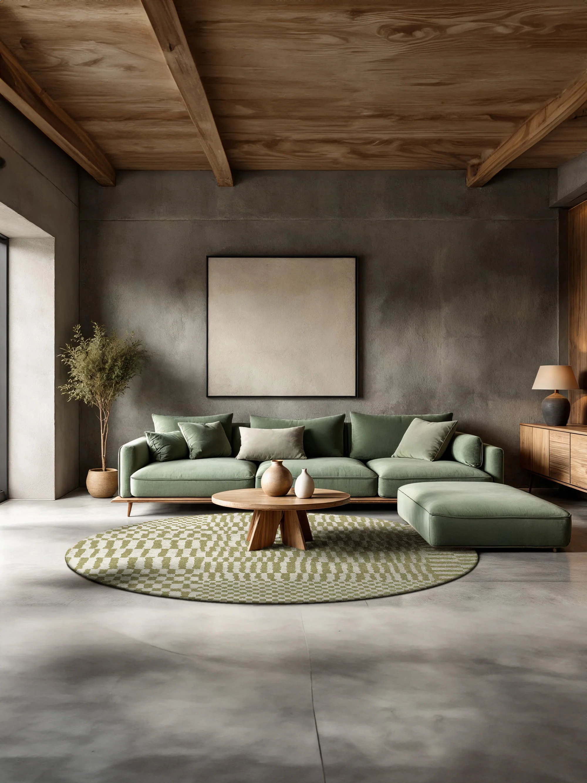 Rond jacquard in- & outdoor vloerkleed Berber, wasbaar