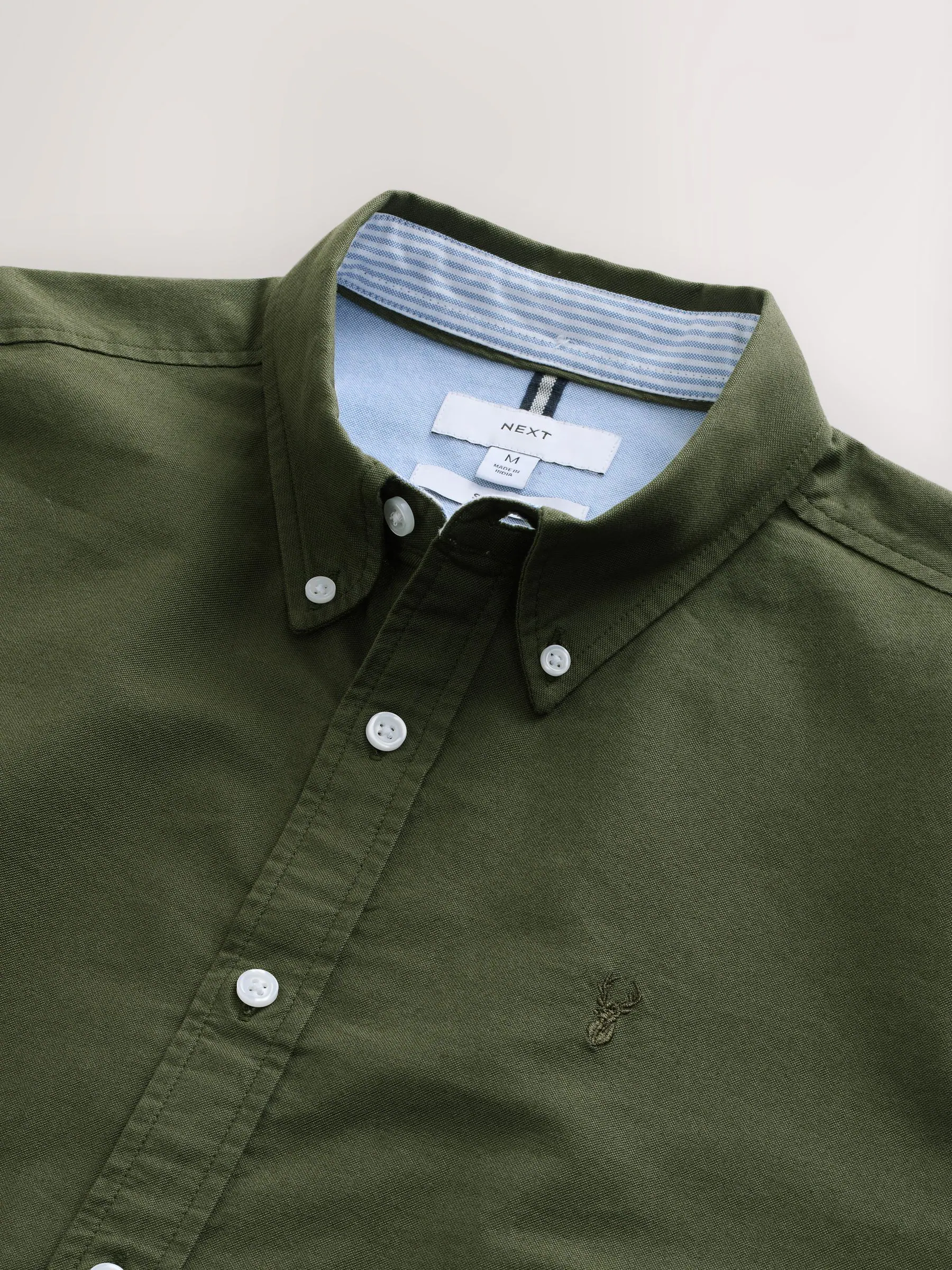 Donkergroen - Slim Fit - Oxford-overhemd met korte mouwen
