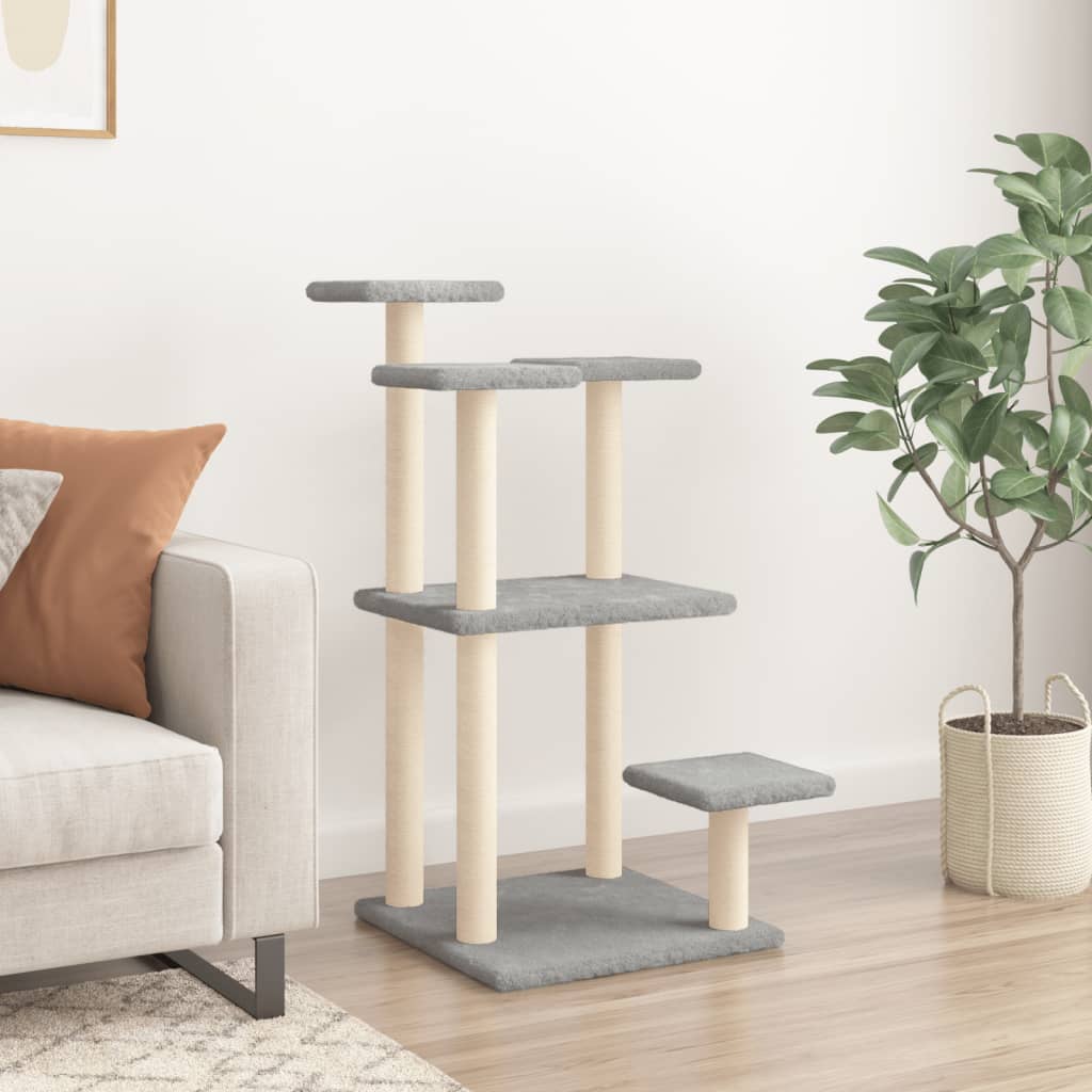Arranhador para Gatos vidaXL com Plataformas Cinza Claro 98,5 cm