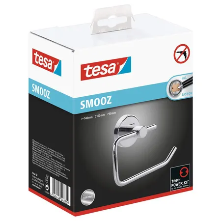 tesa Smooz WC Papier- Rollenhalter ohne Deckel, verchromt, ohne Bohren