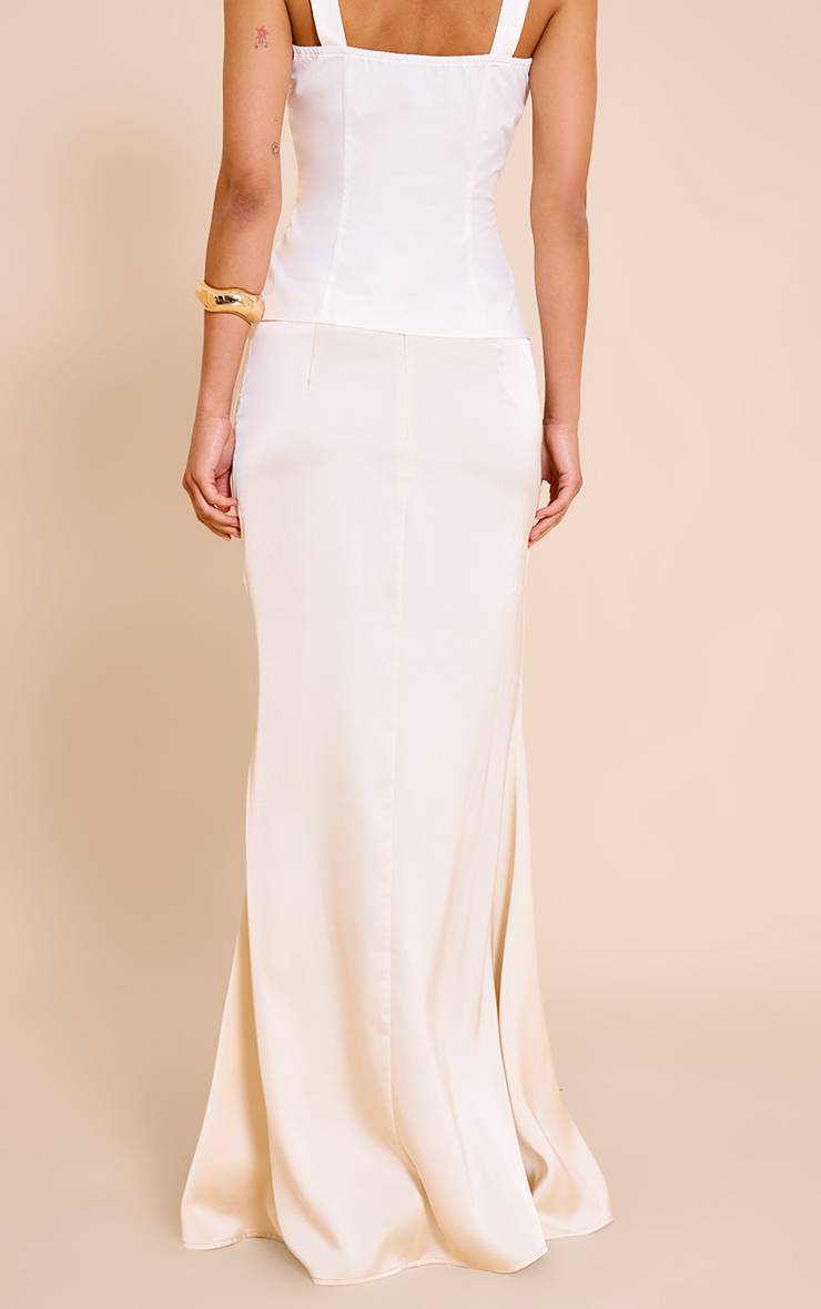Crème Jupe Longue Fluide En Satin