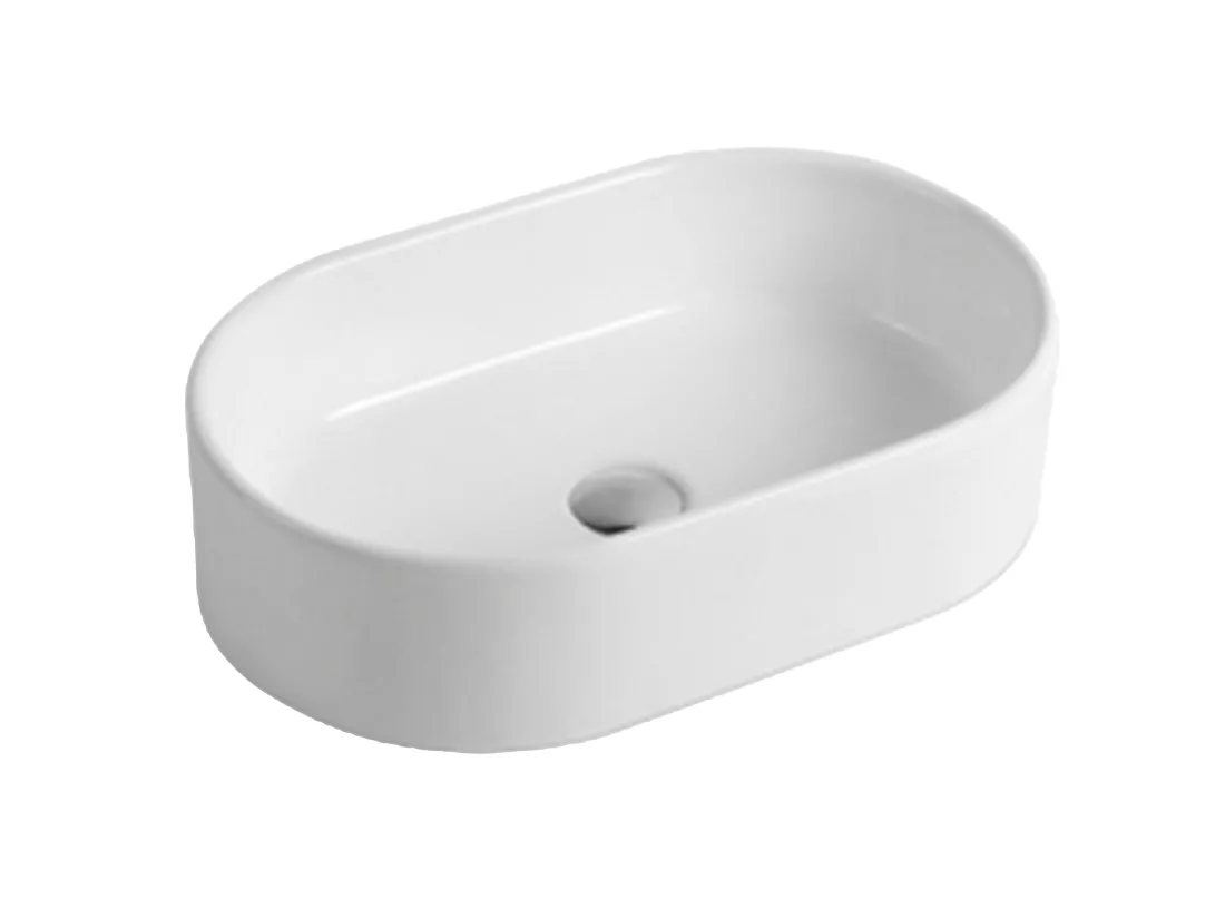 Vasque à poser en céramique ovale - Blanc - 56 x 35,5 cm - IWA II