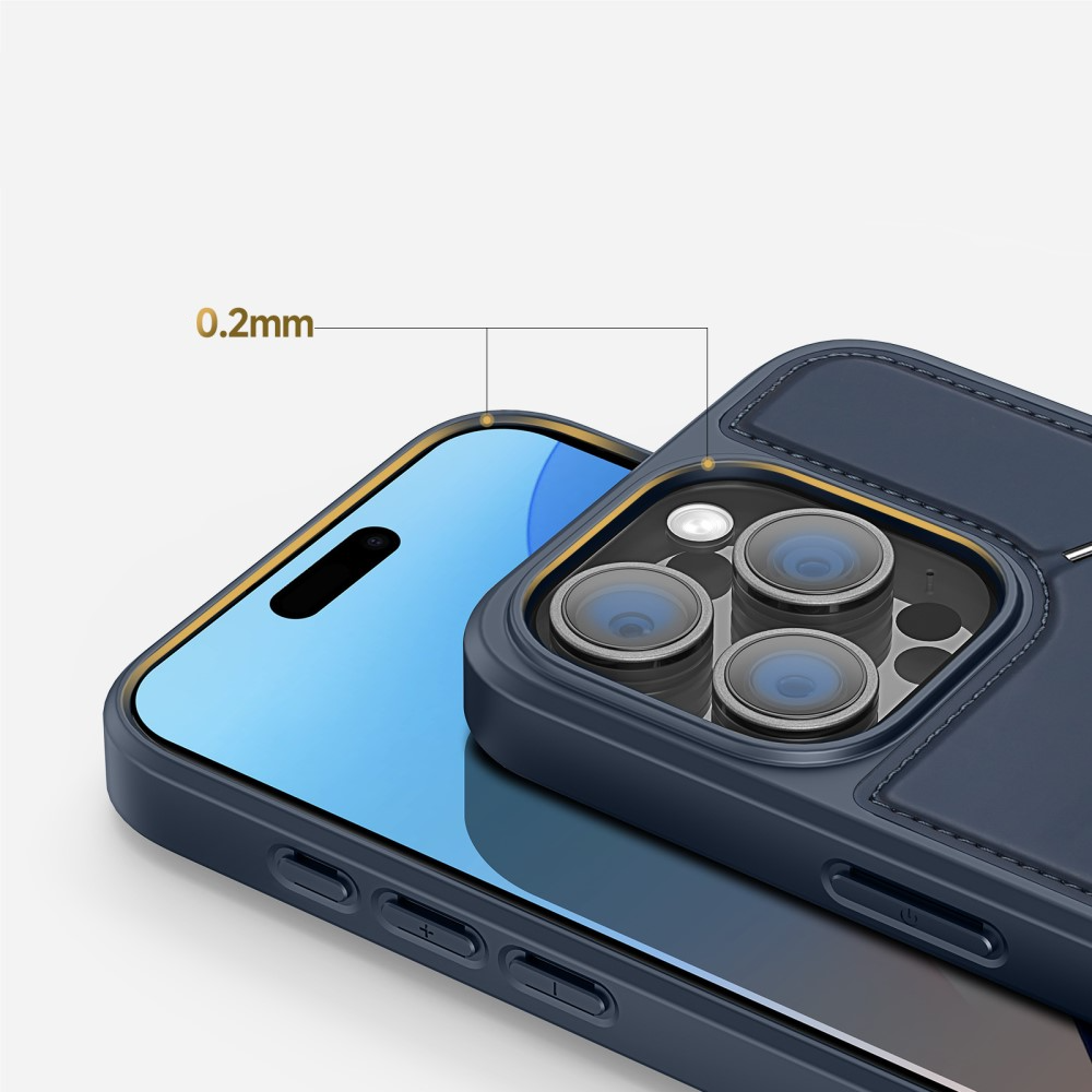 iPhone 16 Pro Max MagSafe Hybrid Leder Hülle mit Kartenfach   Kickstand Aufsteller (RFID Schutz) - Blau