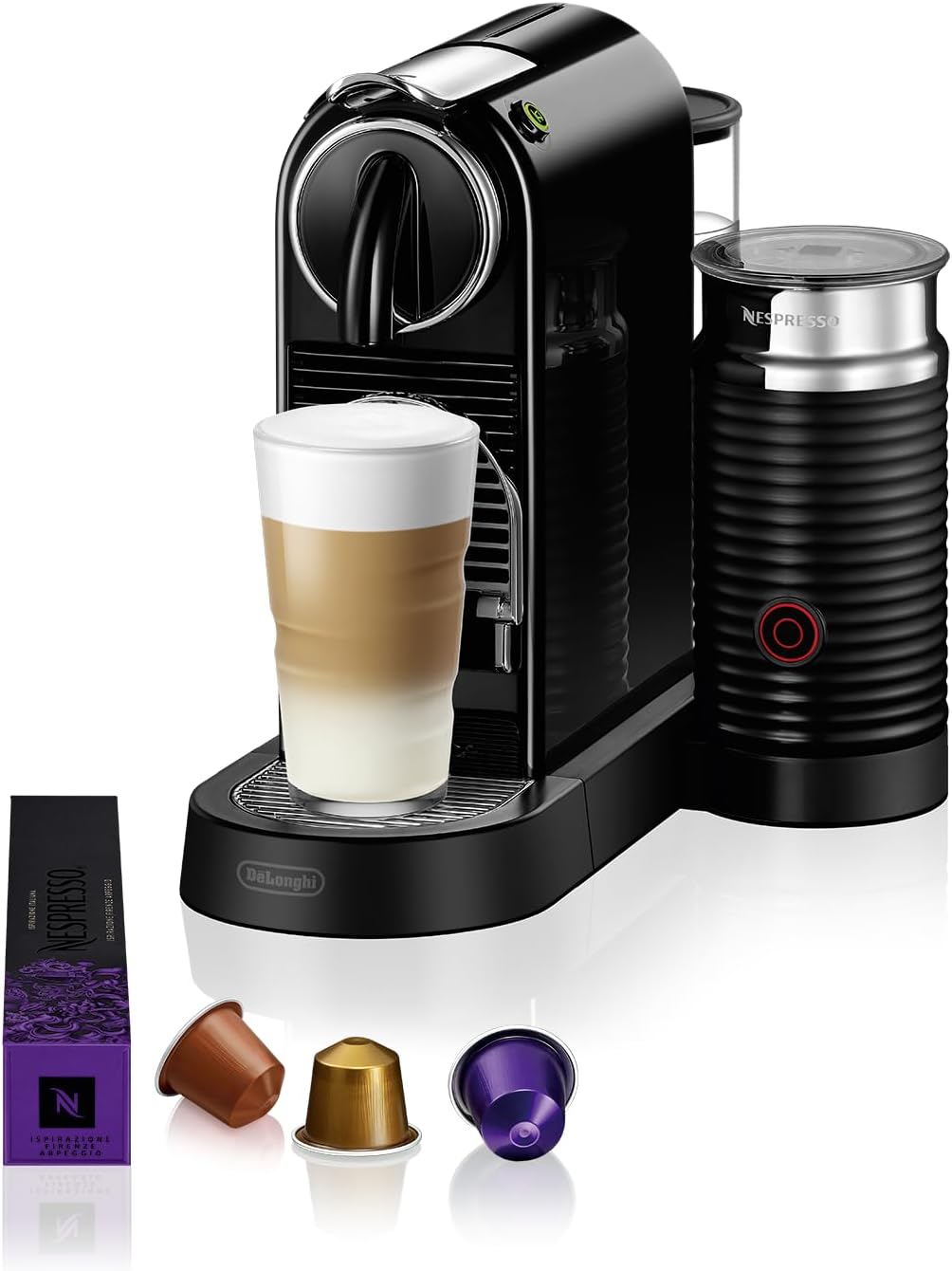 Nespresso De'Longhi EN267.BAE Citiz Kaffeemaschine mit Milchaufschäumer, Energiesparfunktion, 1710W, 1 Liter, 37.2 x 21.8 x 27.7 cm, Schwarz