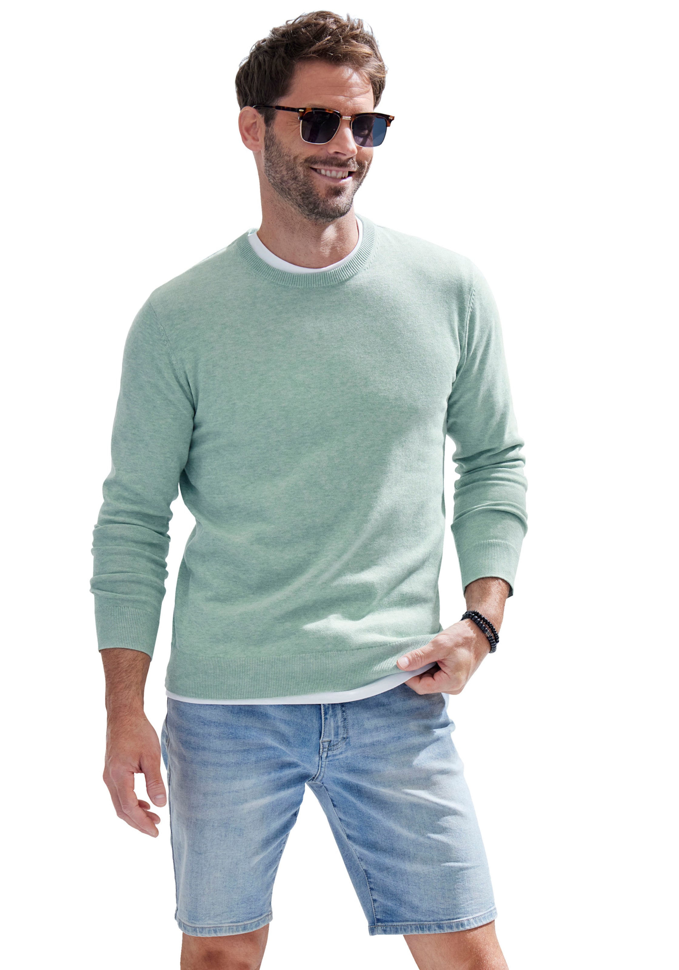 H.I.S Strickpullover in mint-meliert