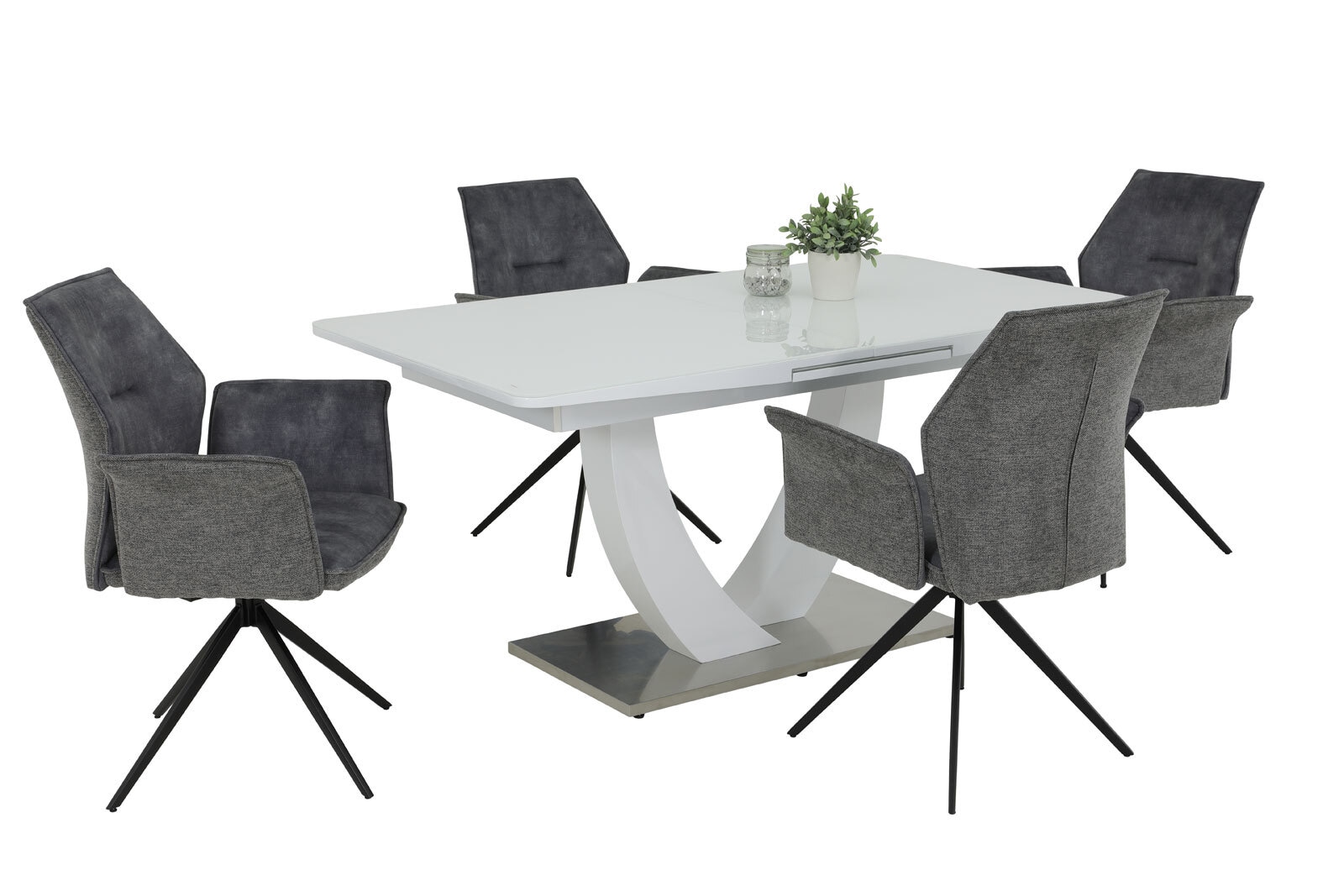 Tisch Maria Weiß/Edelstahl 160(200)x76x90