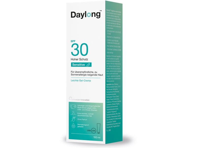 DAYLONG Sensitive Sonnenschutz Gel Creme SPF 30 100 ml Leichte und fettfreie Sonnenpflege für anspruchsvolle Haut
