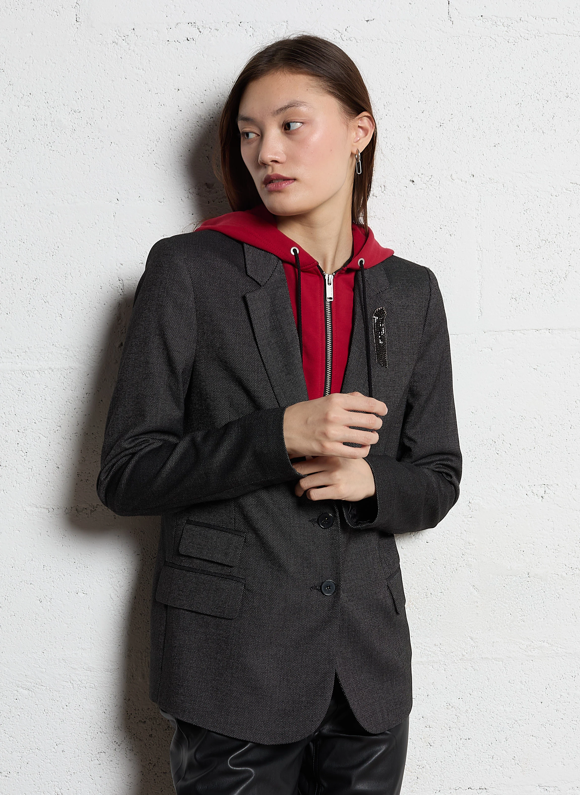 Veste taille à capuche| Noir