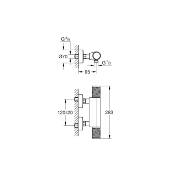 Grohe thermostatische douchekraan Precision Feel - chroom 12 cm