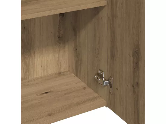 Buffet haut chêne artisanal 60x32x190 cm bois d'ingénierie