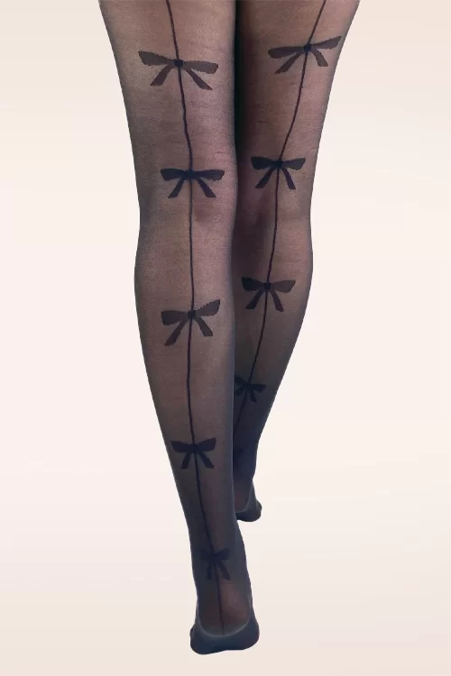 Pamela Mann Sheer Bow Back Seam panty in zwart