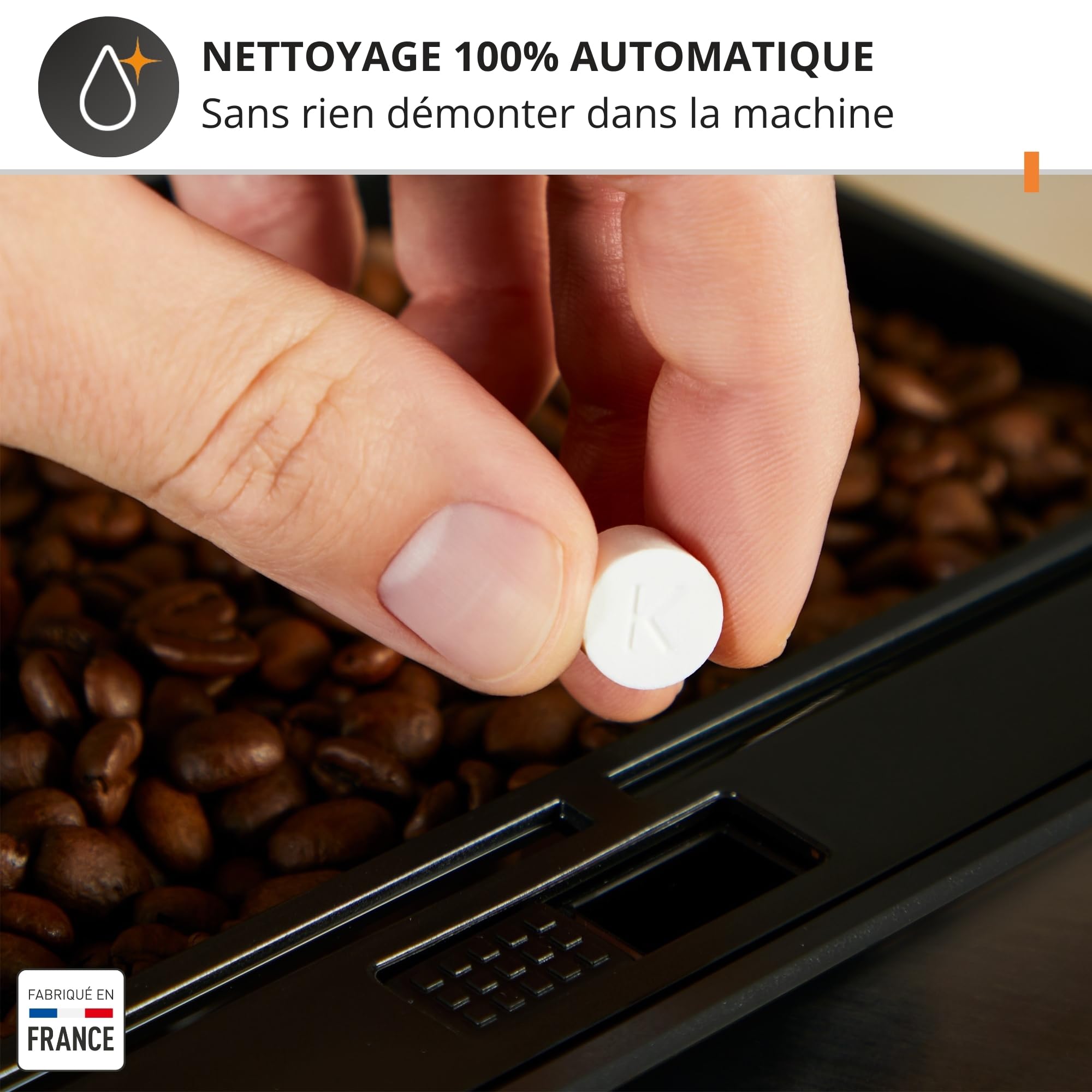 Krups Essential, Machine à café grain, Expresso automatique, 2 tasses simultanées, Ecran LCD, Nettoyage automatique, Buse vapeur, Pot à lait inox Capp