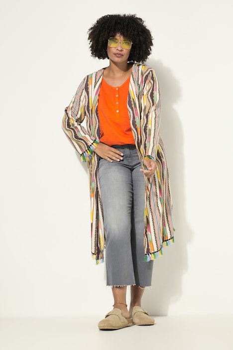 Kimono, lockere Passform, Mustermix, offene Jacke