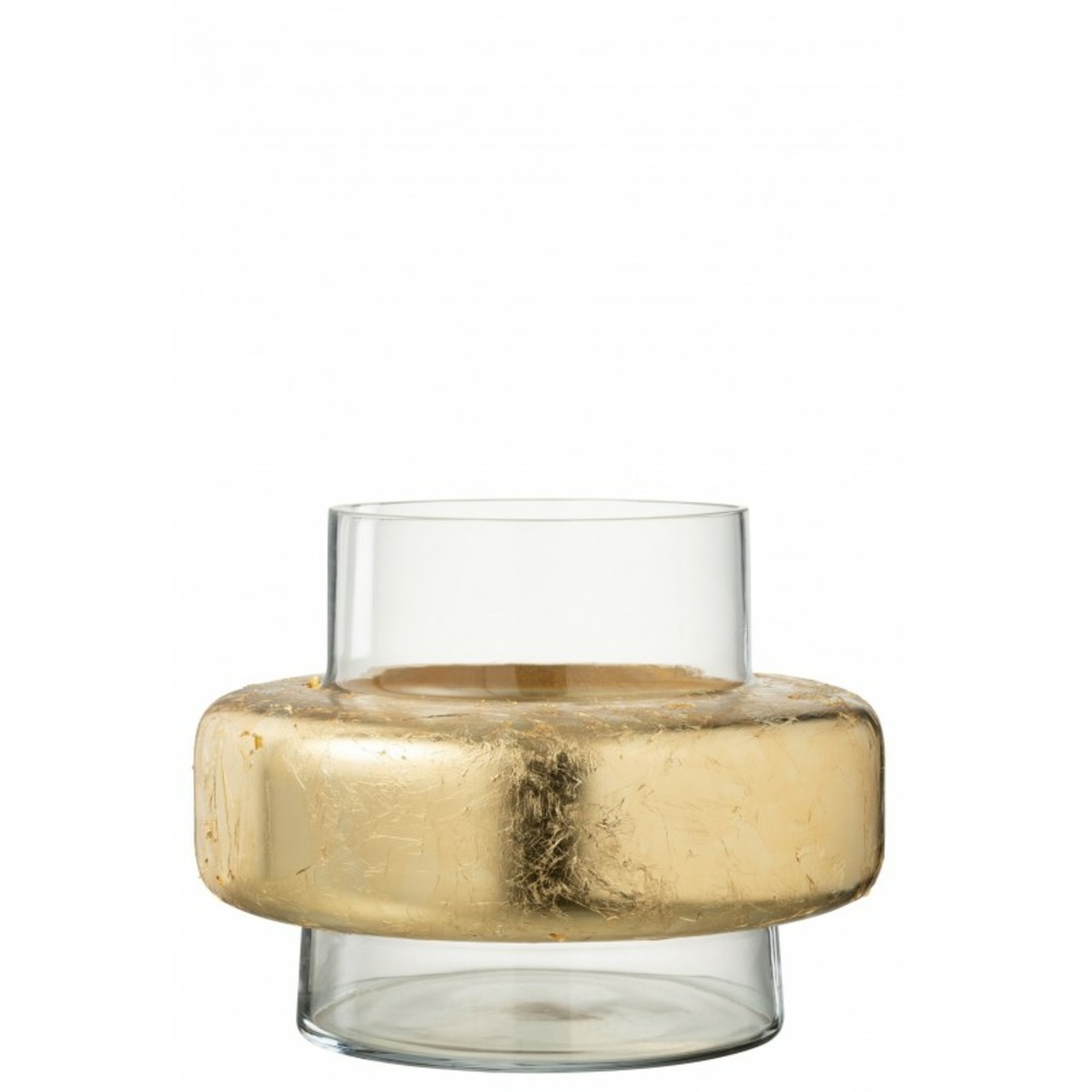 Vase avec bague en verre transparent 33x33x26 cm