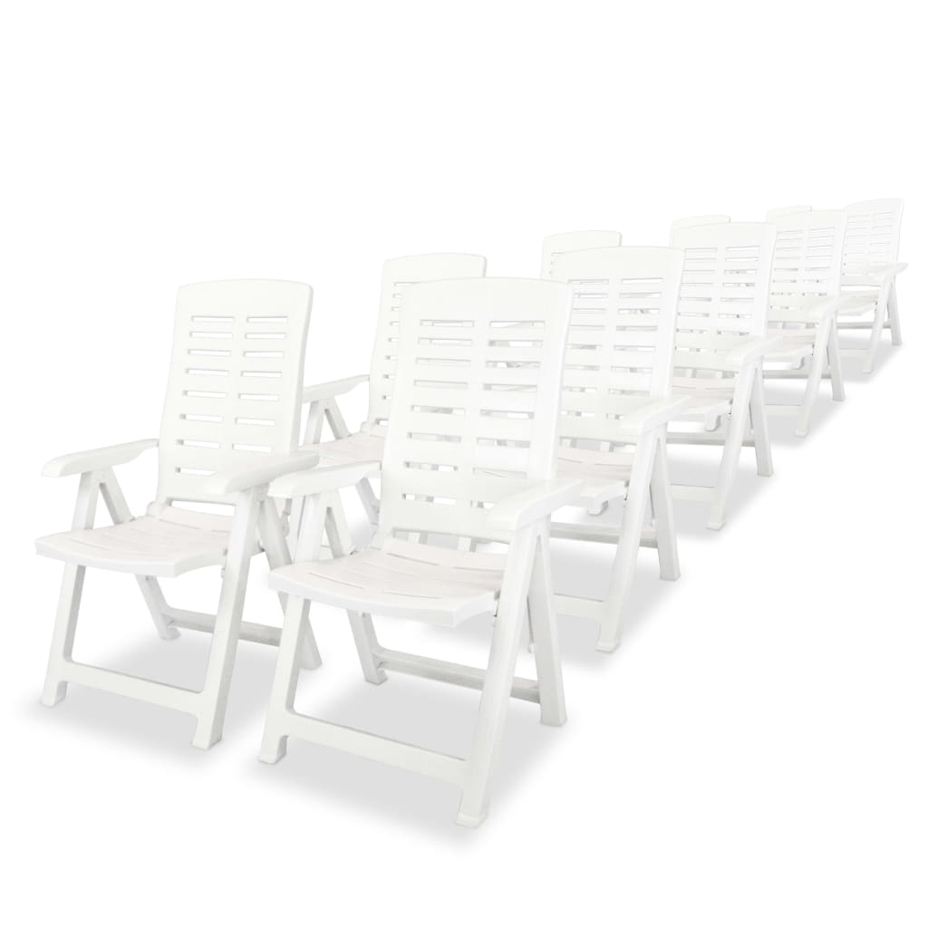 Mobilier à dîner d'extérieur 11 pièces plastique blanc