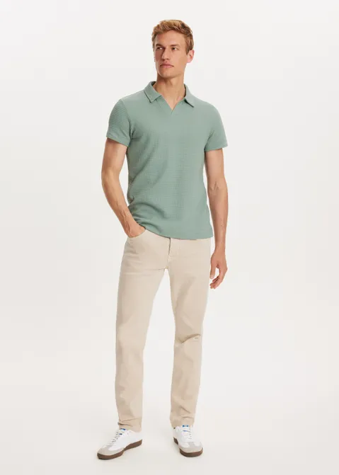 Johnny polo waffle blauw (AQUA)