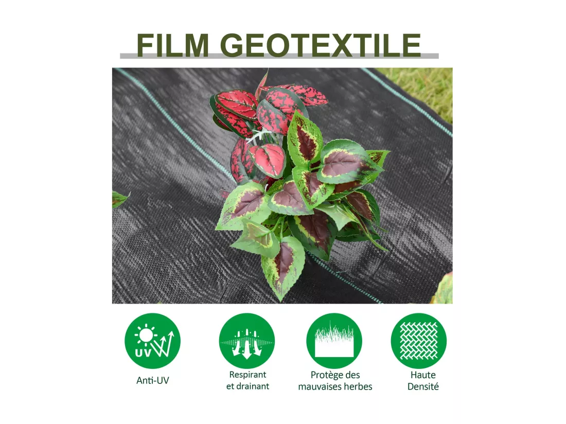 Toiles de paillage - Toile anti mauvaises herbes - toile de paillage anti mauvaises herbes 100 g/m² - indéchirable perméable à l'eau anti UV - PP noir vert