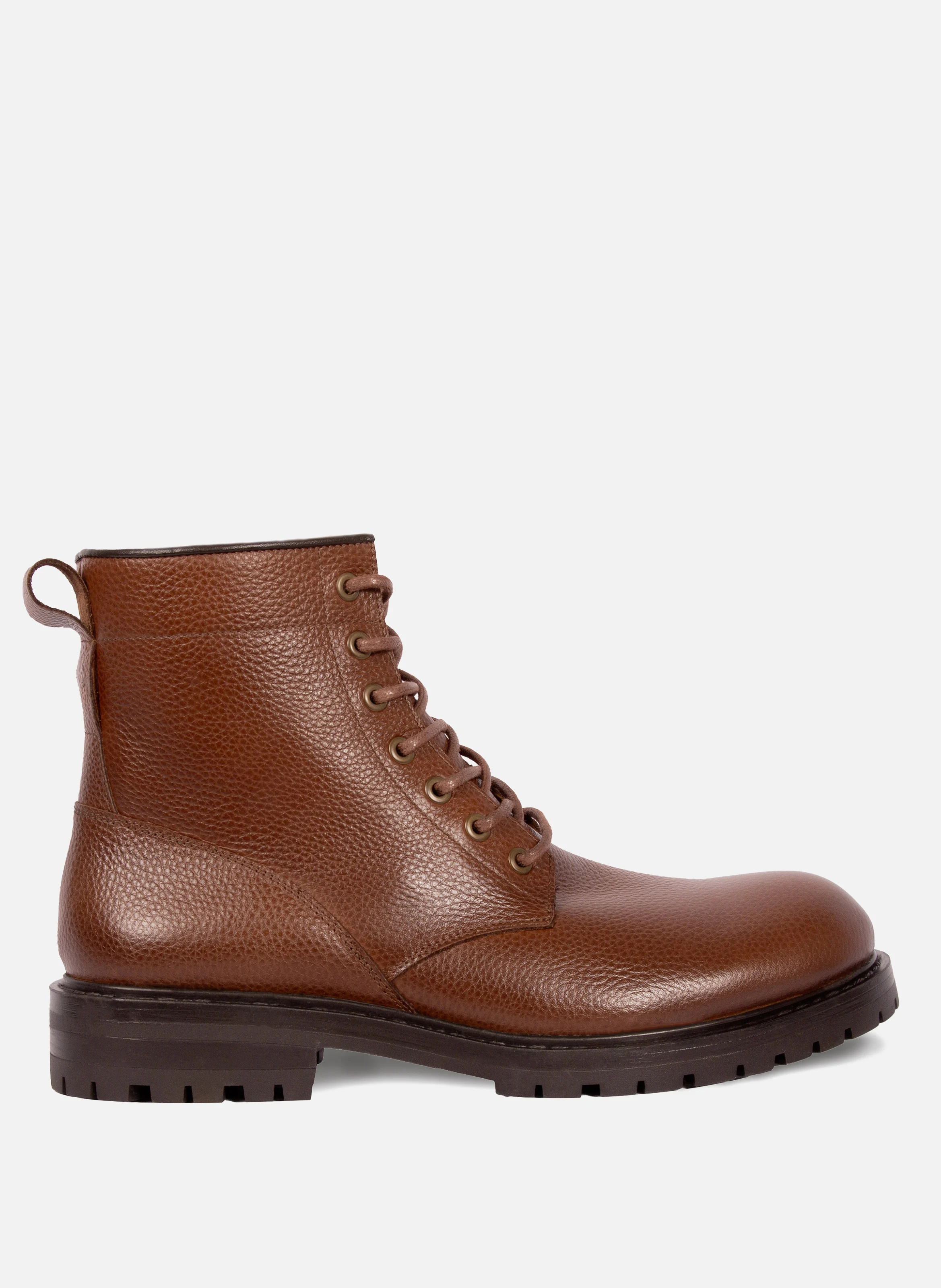 Ranger boots crantées cuir grainé | Marron