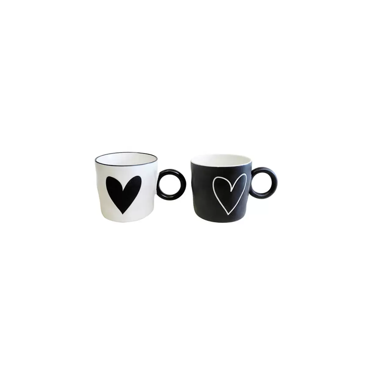 Kaffeebecher Herz Ondega schwarz,weiss